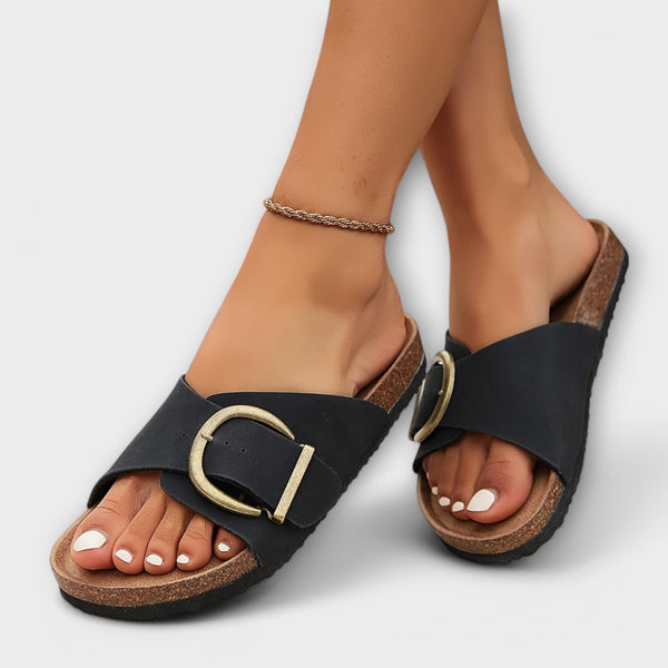 Margie – Mules pour femme en liège avec brides à boucles