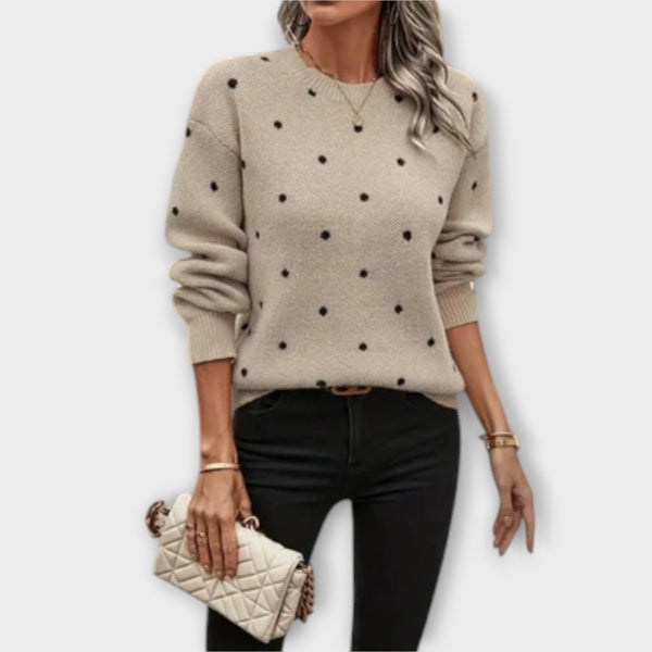 Ava – Pull décontracté à manches longues avec motif à pois