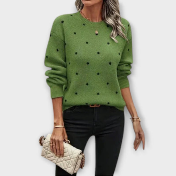 Ava – Pull décontracté à manches longues avec motif à pois