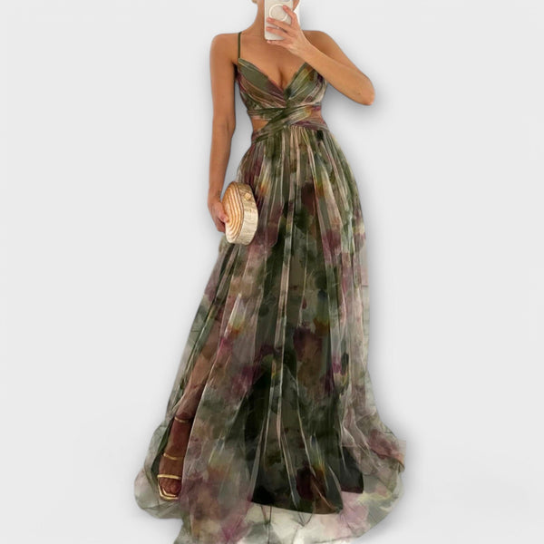 Annai – Élégante robe longue en tulle, coupe près du corps