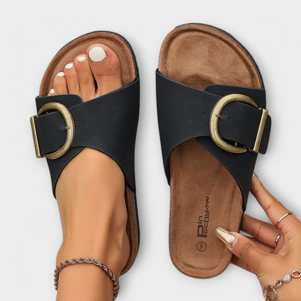Margie – Mules pour femme en liège avec brides à boucles