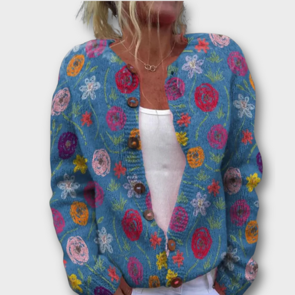 Tilda | Gilet bleu à imprimé fleuri