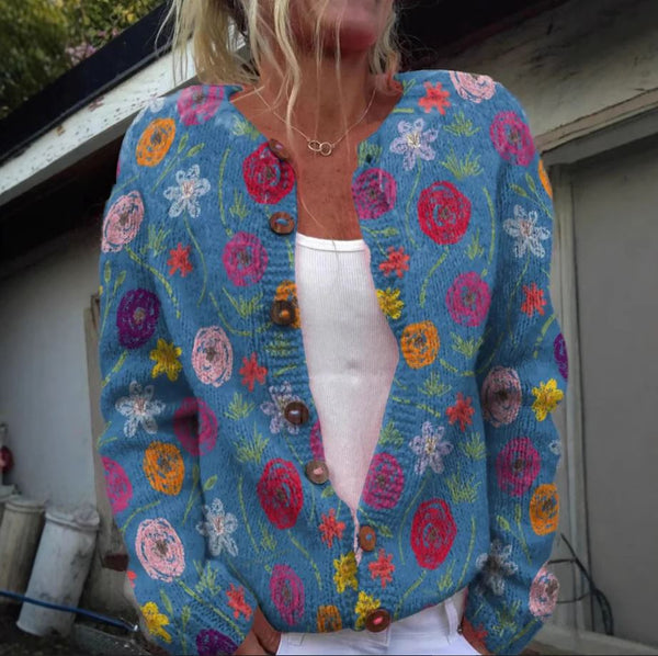 Tilda | Gilet bleu à imprimé fleuri