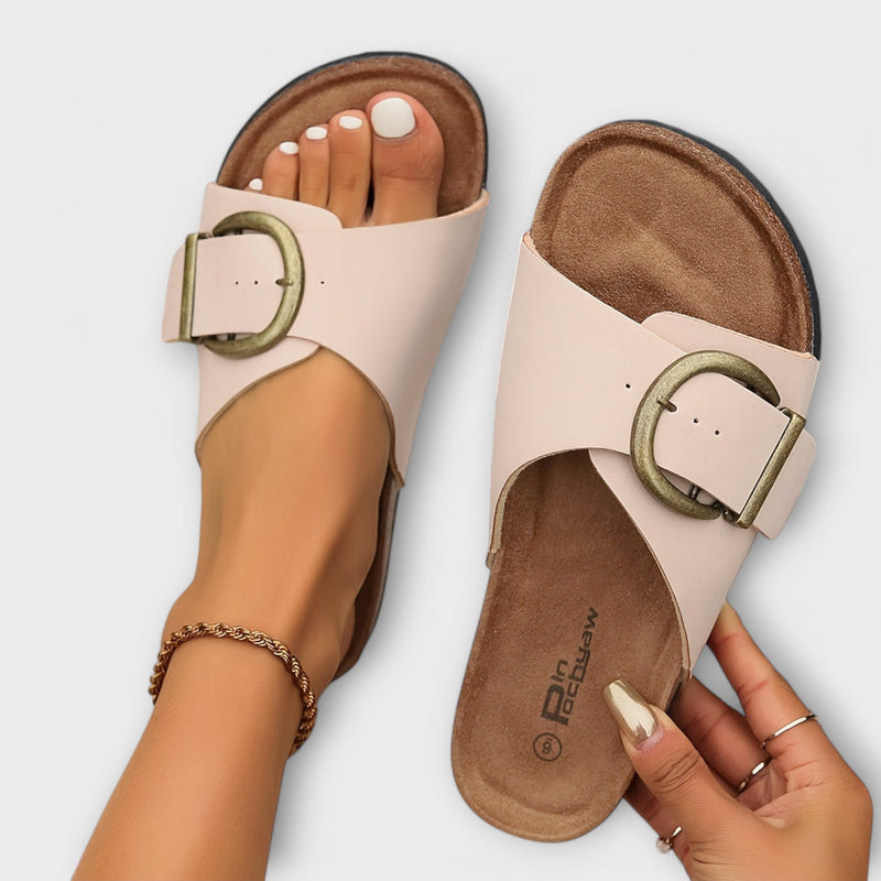 Margie – Mules pour femme en liège avec brides à boucles